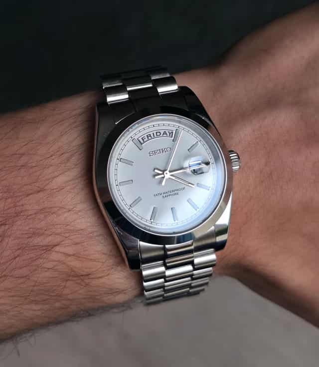Seiko mod Day&Date cadran blanc